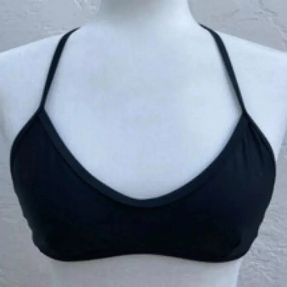 Halter Style Sleek Bikini Top Black Adjustable Straps Size Small​​‎